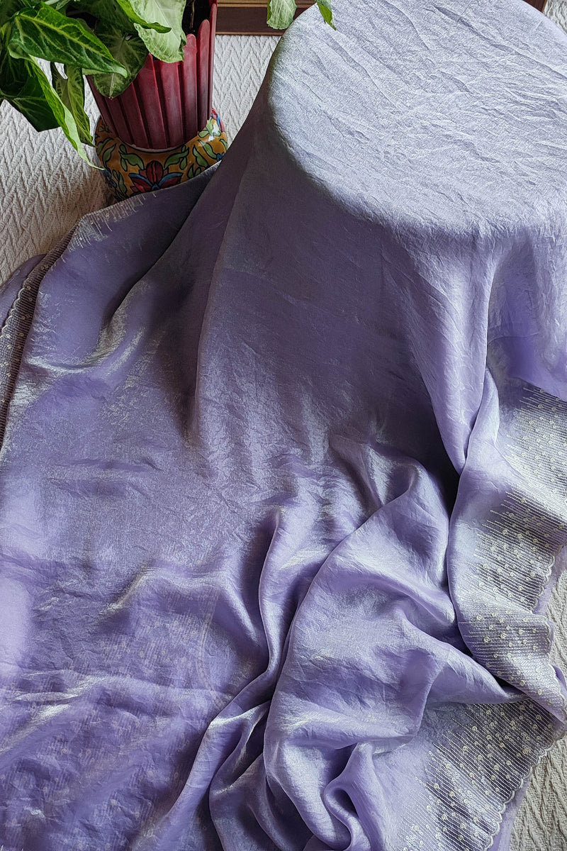 Lavender Organza silk Saree with Embellished Border
