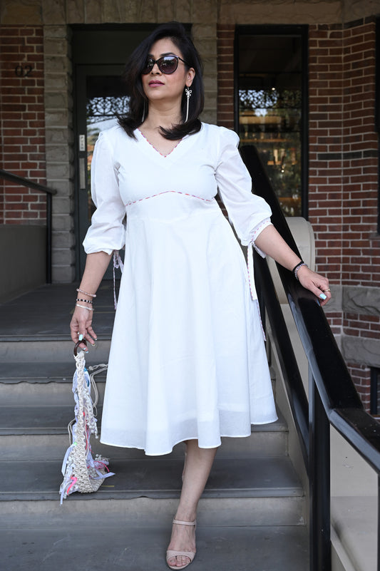 White Pure Cotton Mulmul Dress