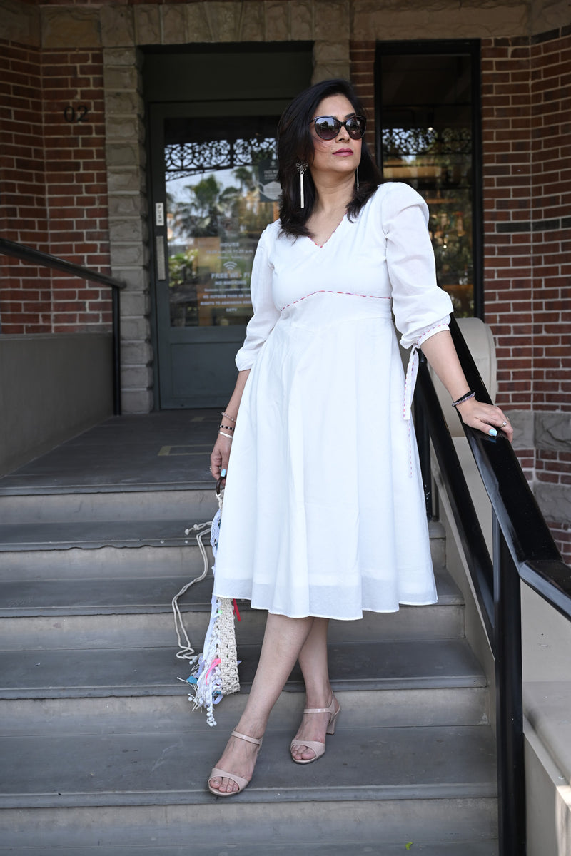 White Pure Cotton Mulmul Dress
