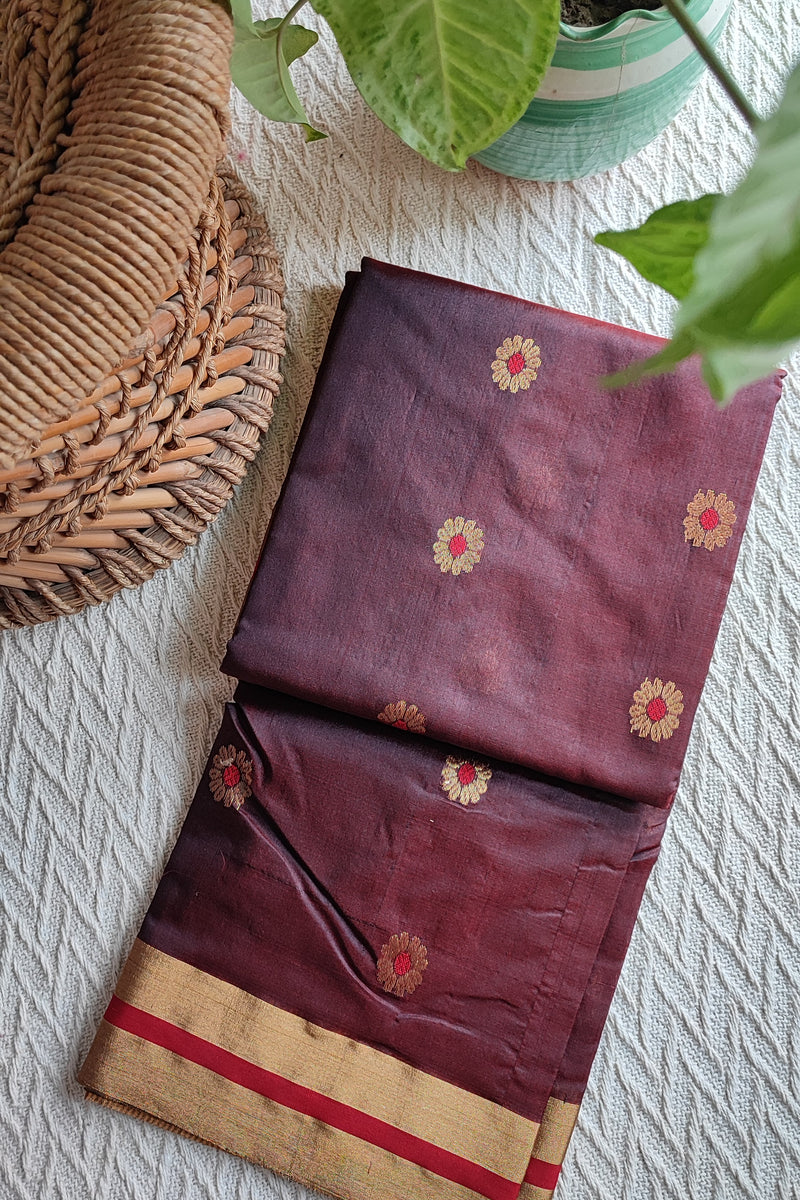 Mulberry Purple Premium Pattu Silk Chanderi Saree with Minakari motifs