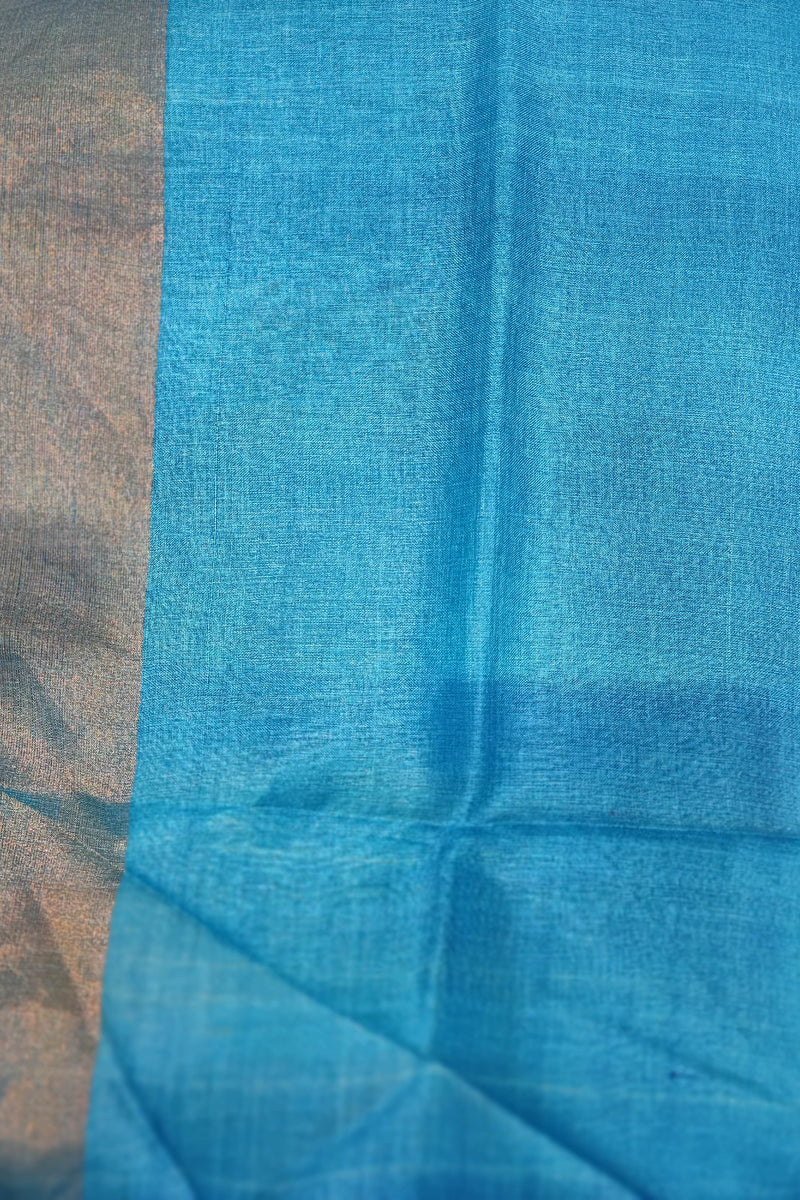 Midnight Purple Pure Tassar Silk Printed Saree