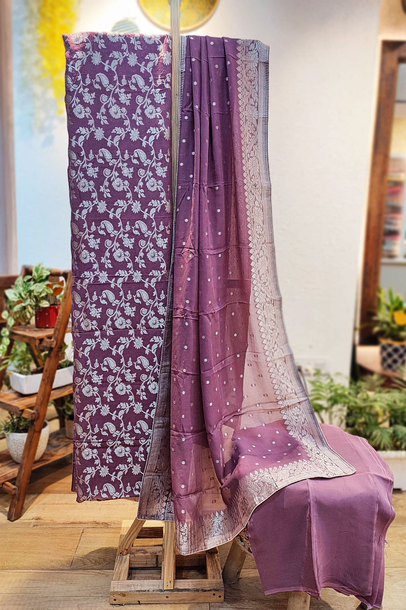 Mauve Banarsi Georgette Suit