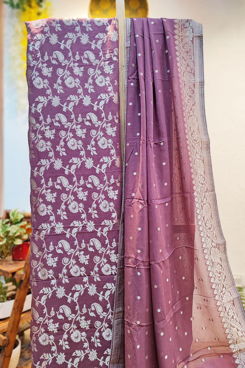 Mauve Banarsi Georgette Suit