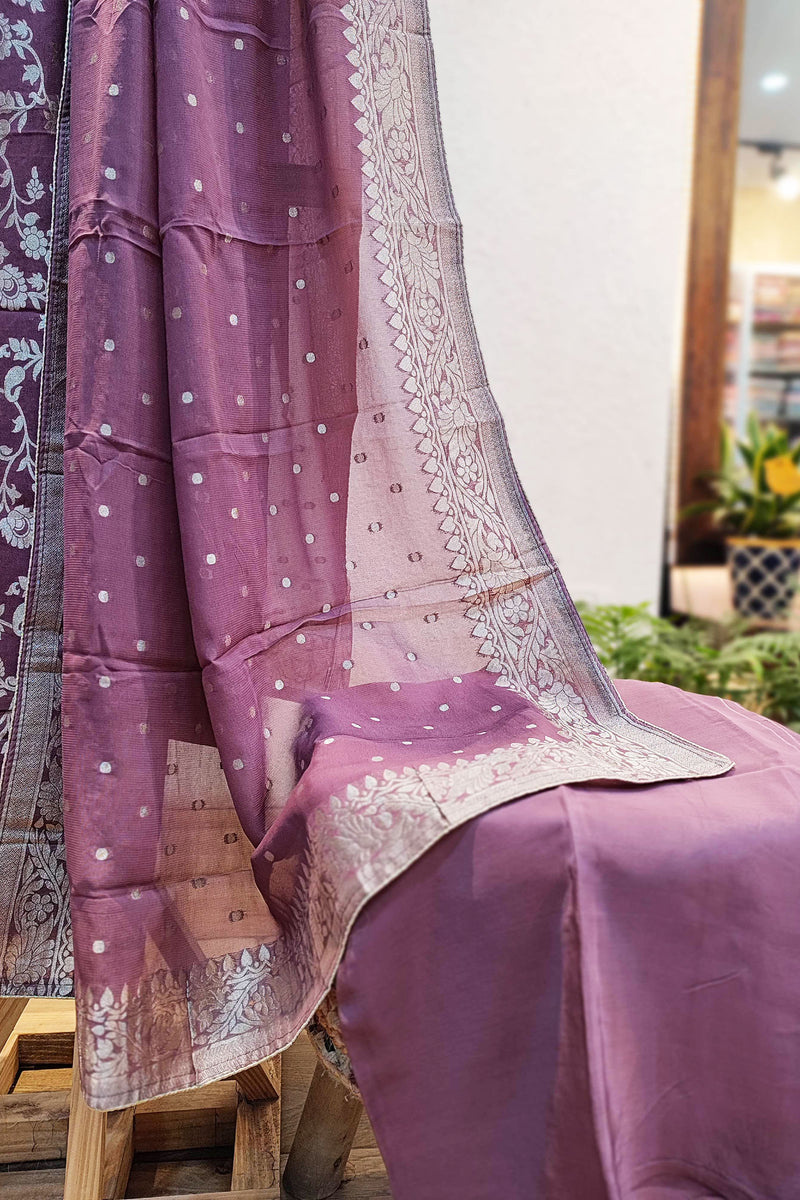 Mauve Banarsi Georgette Suit
