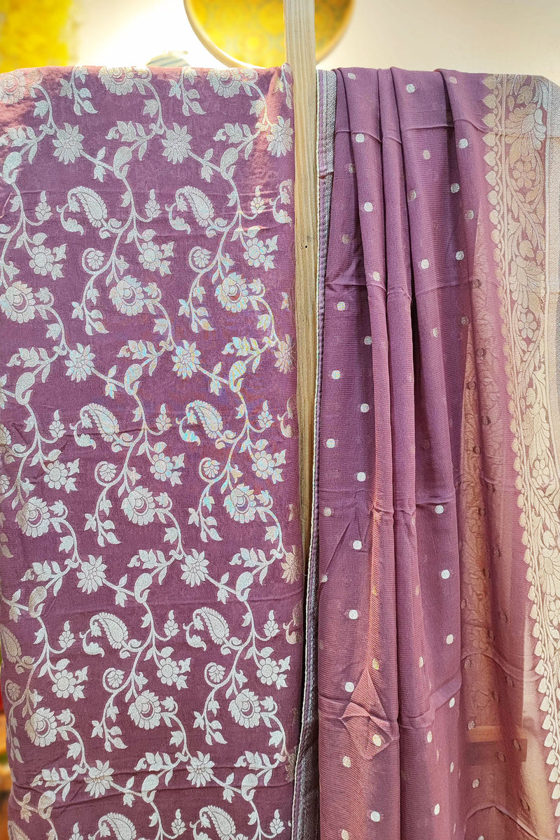 Mauve Banarsi Georgette Suit