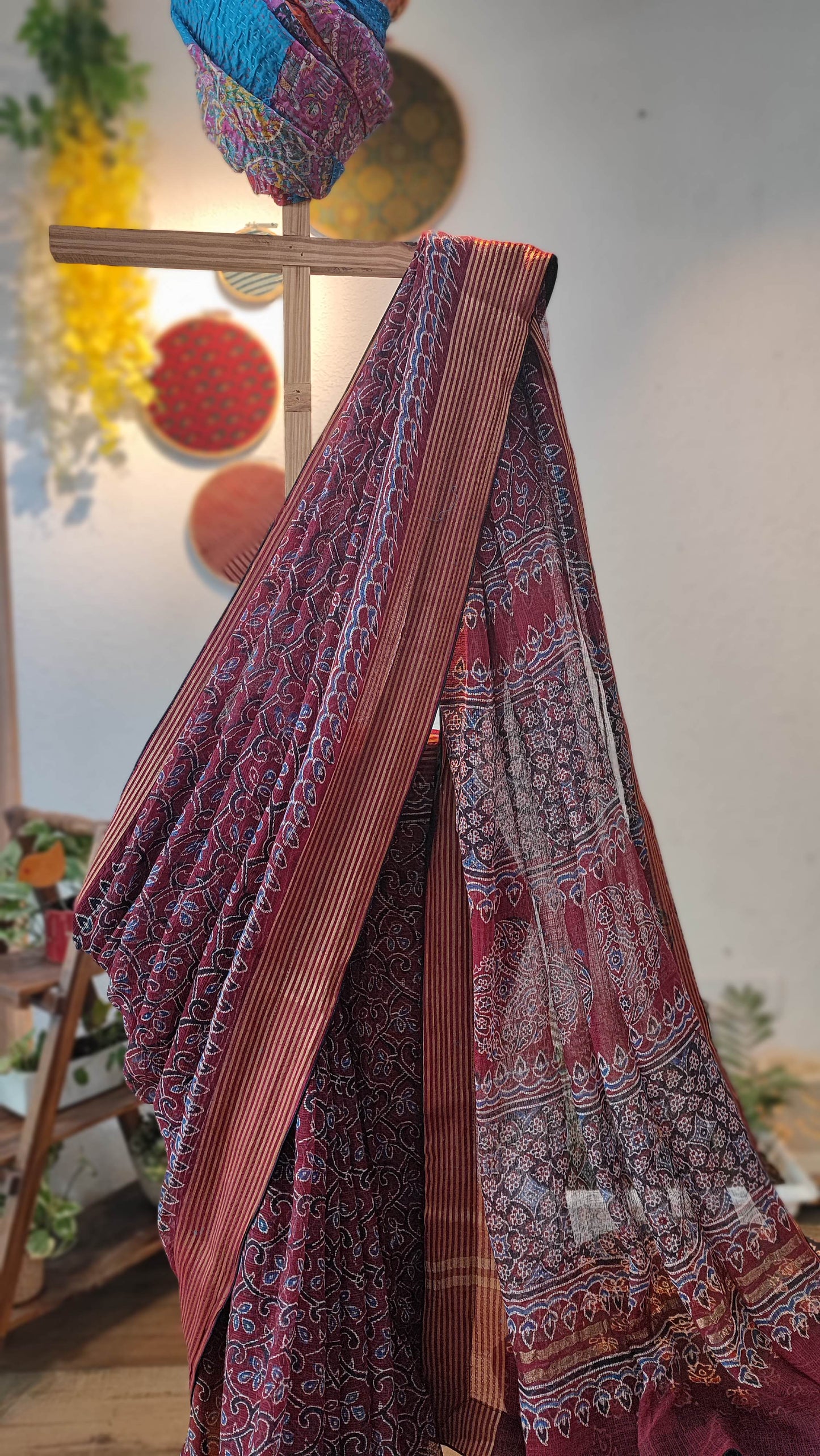 Rust Red Ajrakh Kota Saree