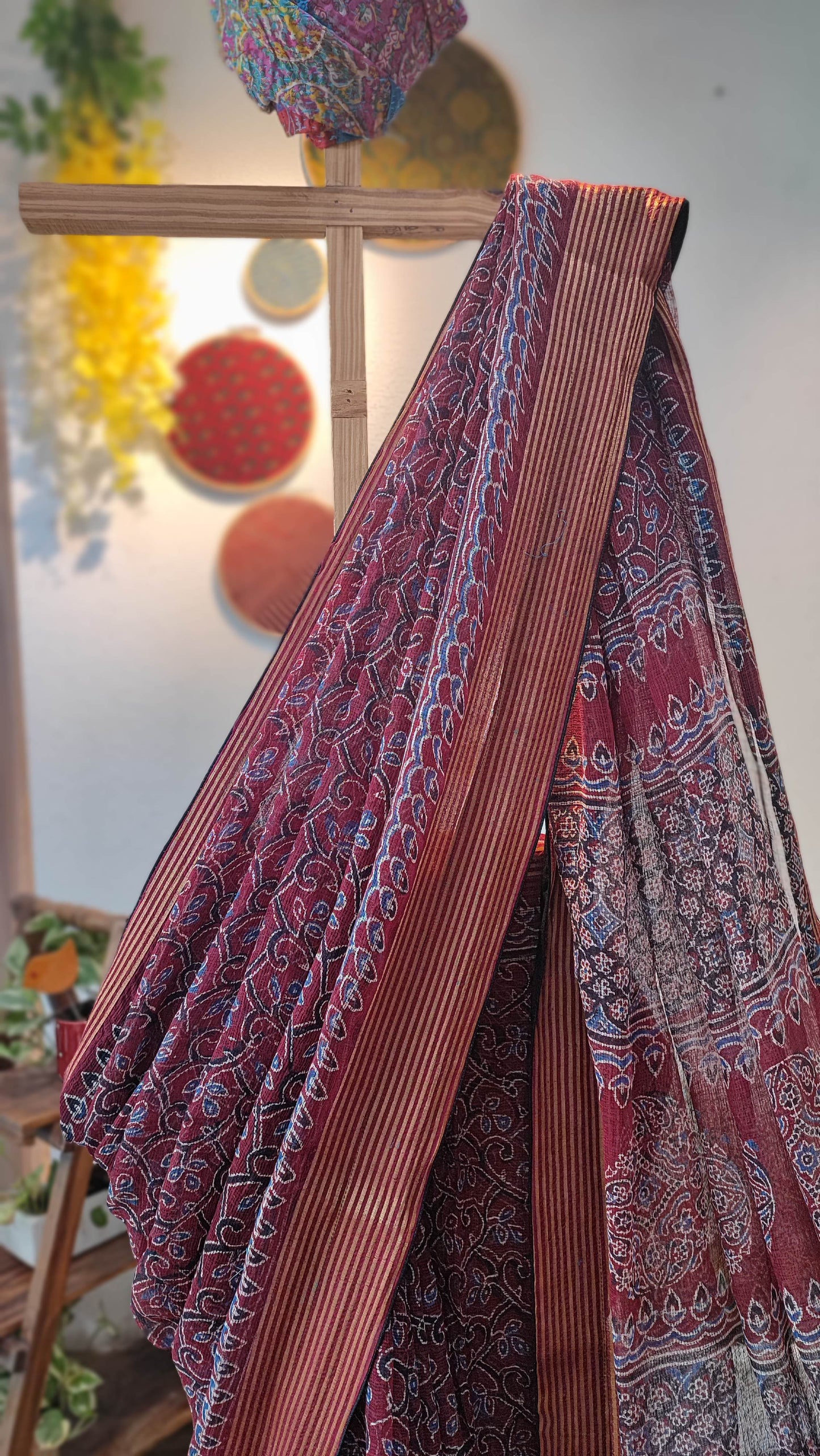 Rust Red Ajrakh Kota Saree