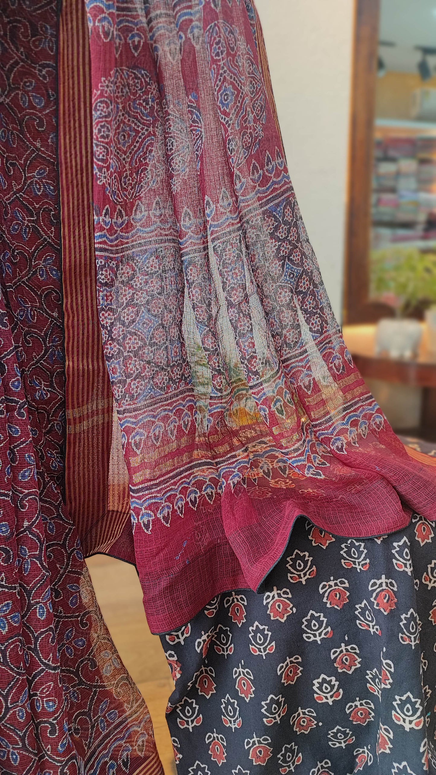 Rust Red Ajrakh Kota Saree
