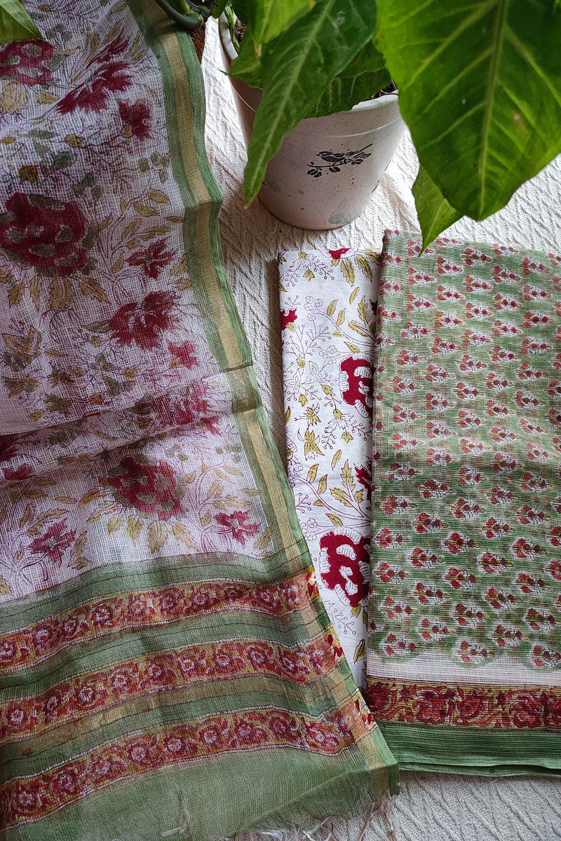 Green and Red floral Printed Kota Suit Set