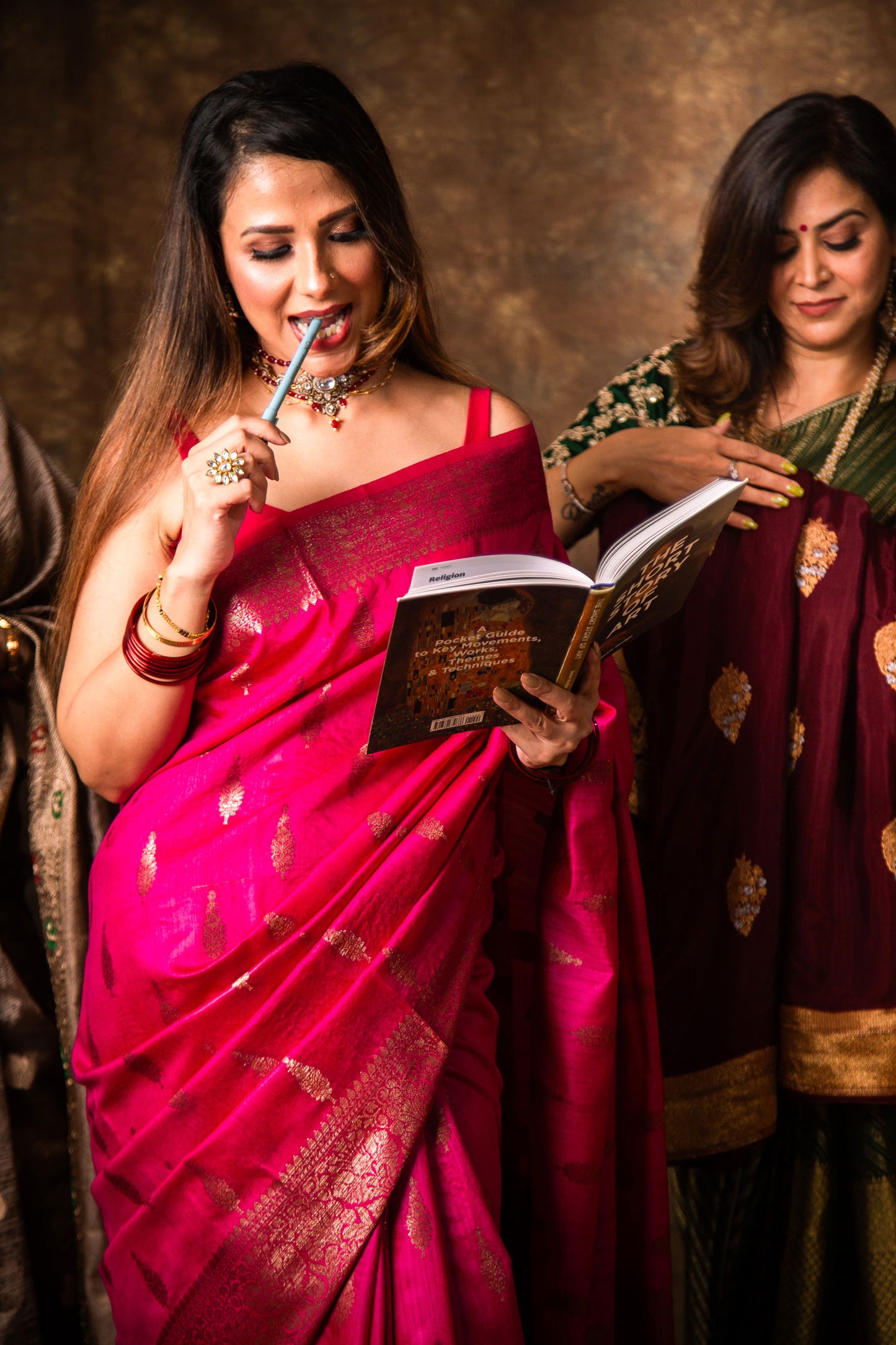 Hot Pink Handloom Moonga Silk Saree with Zari Weaving & Matching Zari Woven Blouse