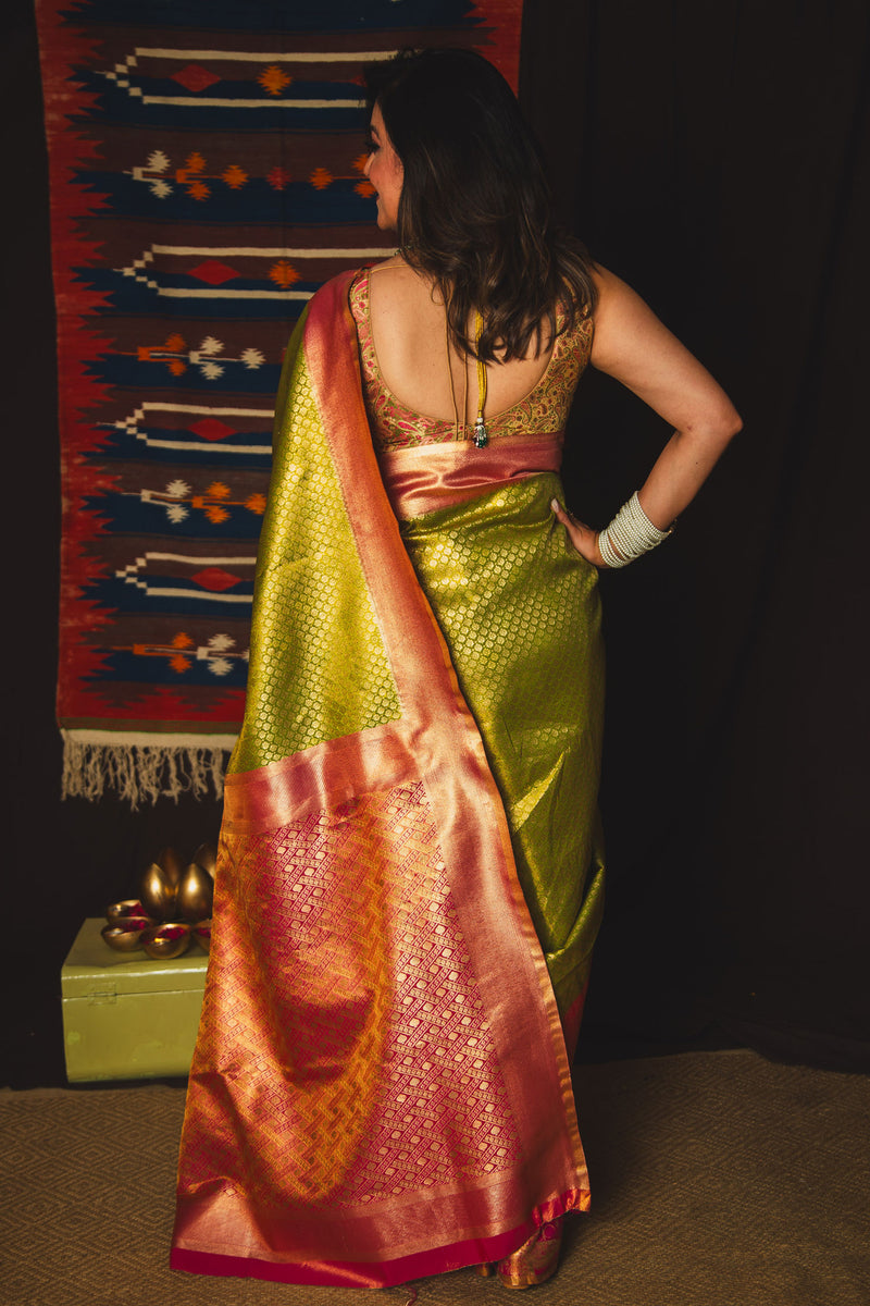 Wedding Wear Kanchi Silk Saree with Zari Work