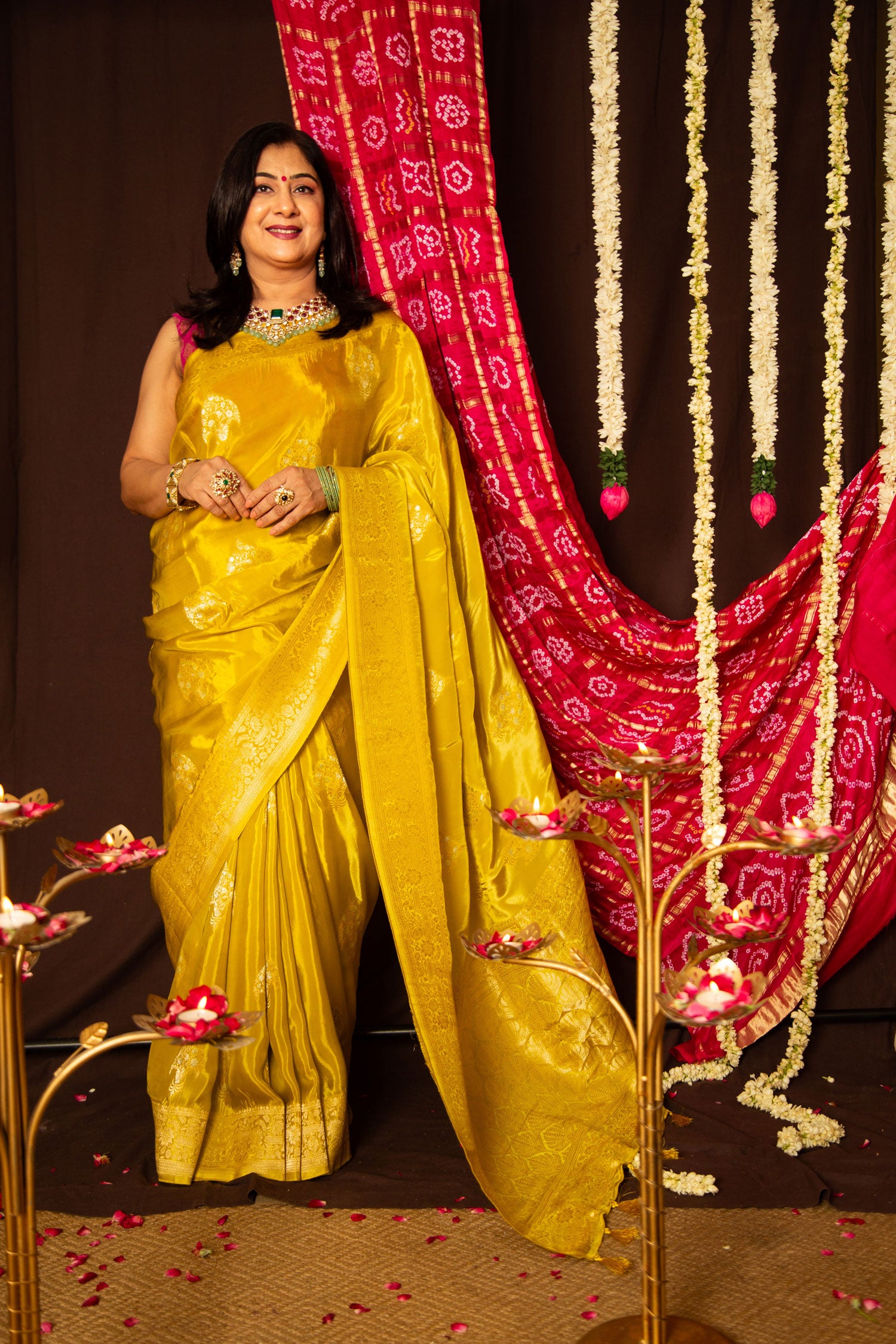 Elegant Chrome Yellow Crepe Silk Saree for Women