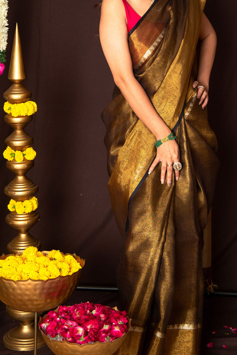Designer Linen Silk Saree with Subtle Shine