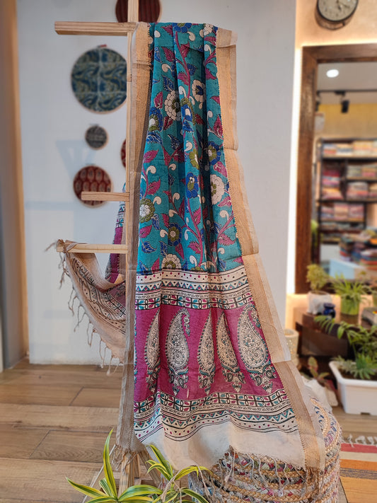 Nighttime Blue Kalamkari dupatta