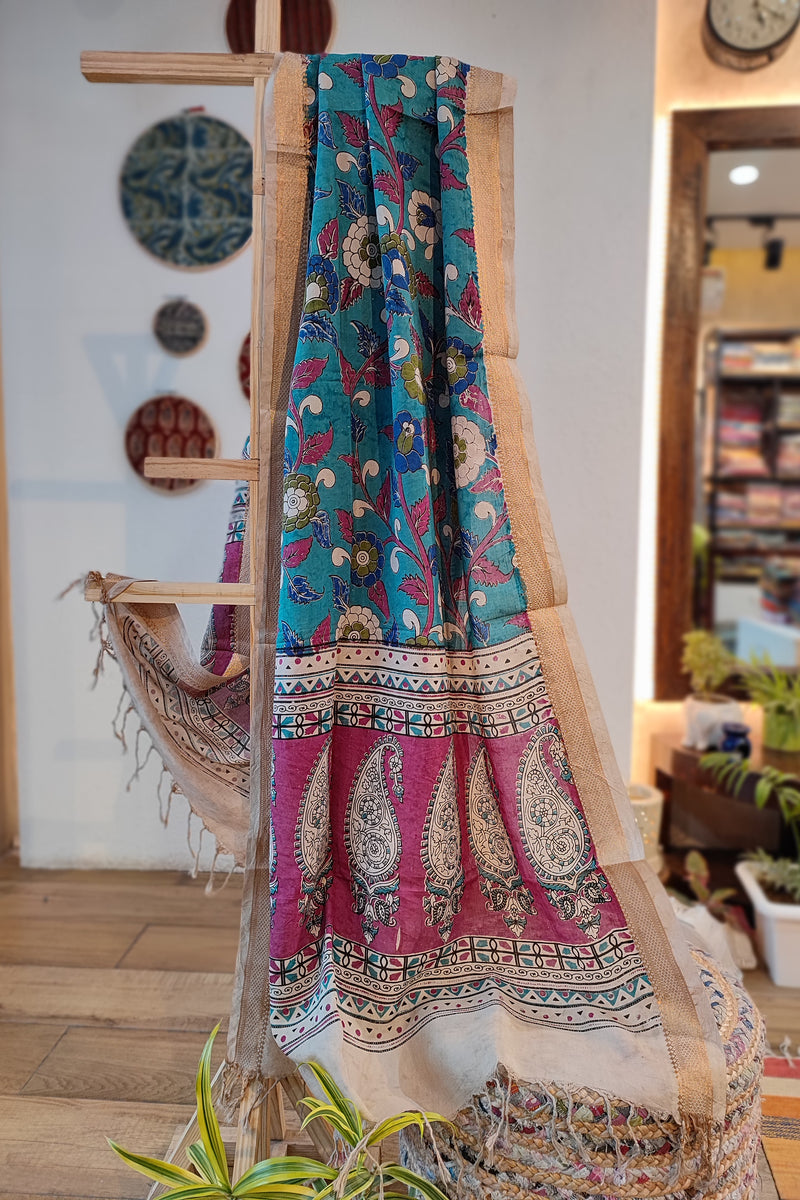 Nighttime Blue Kalamkari dupatta