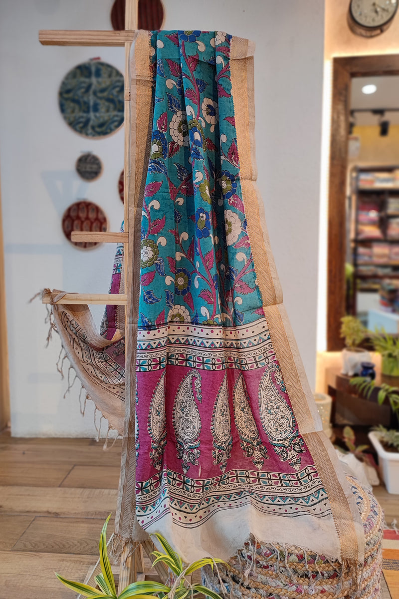 Nighttime Blue Kalamkari dupatta