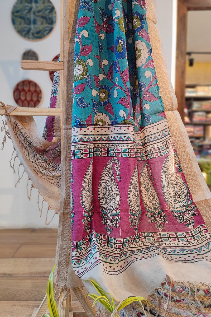 Nighttime Blue Kalamkari dupatta