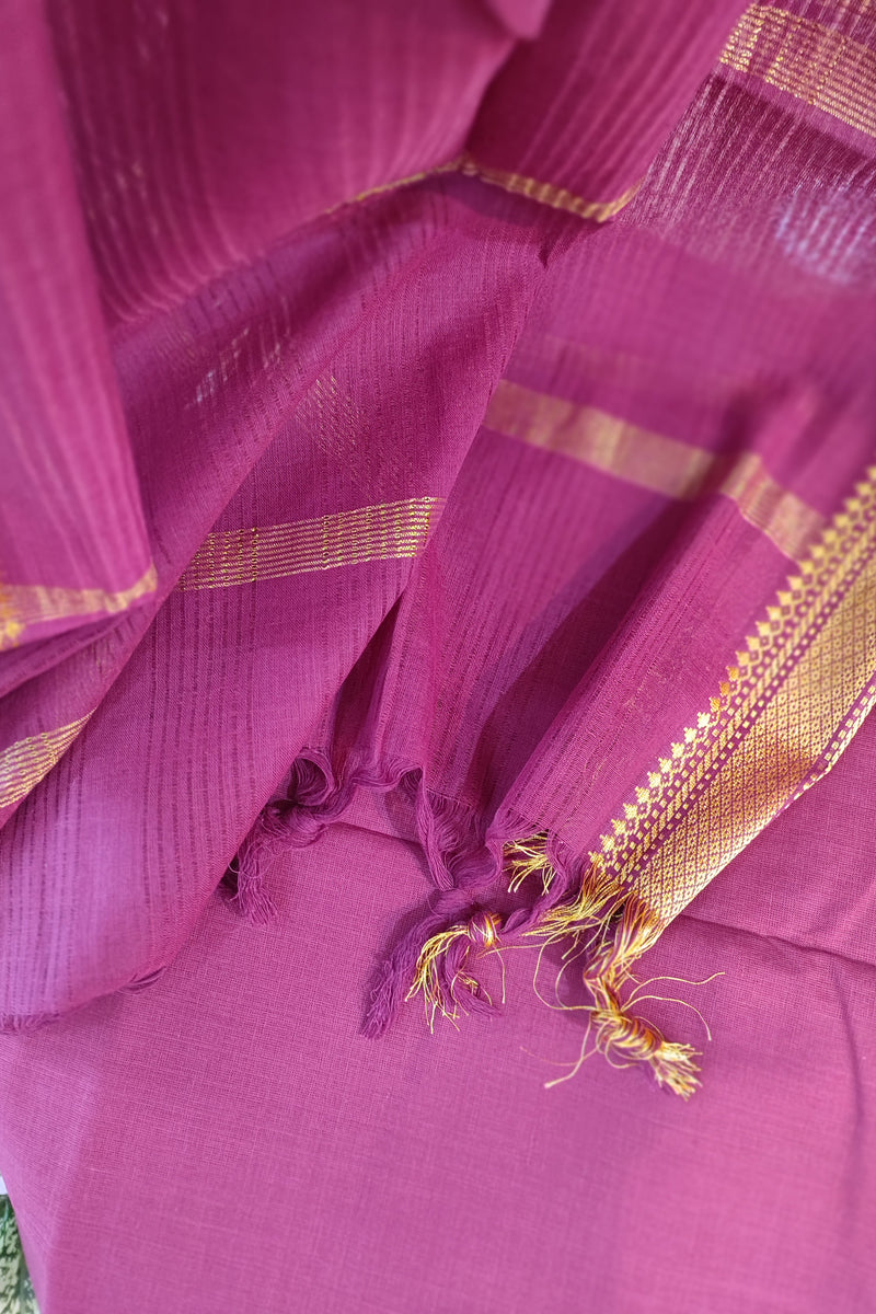 Tortialla Brown & Pink Maheshwari Cotton Suit Set