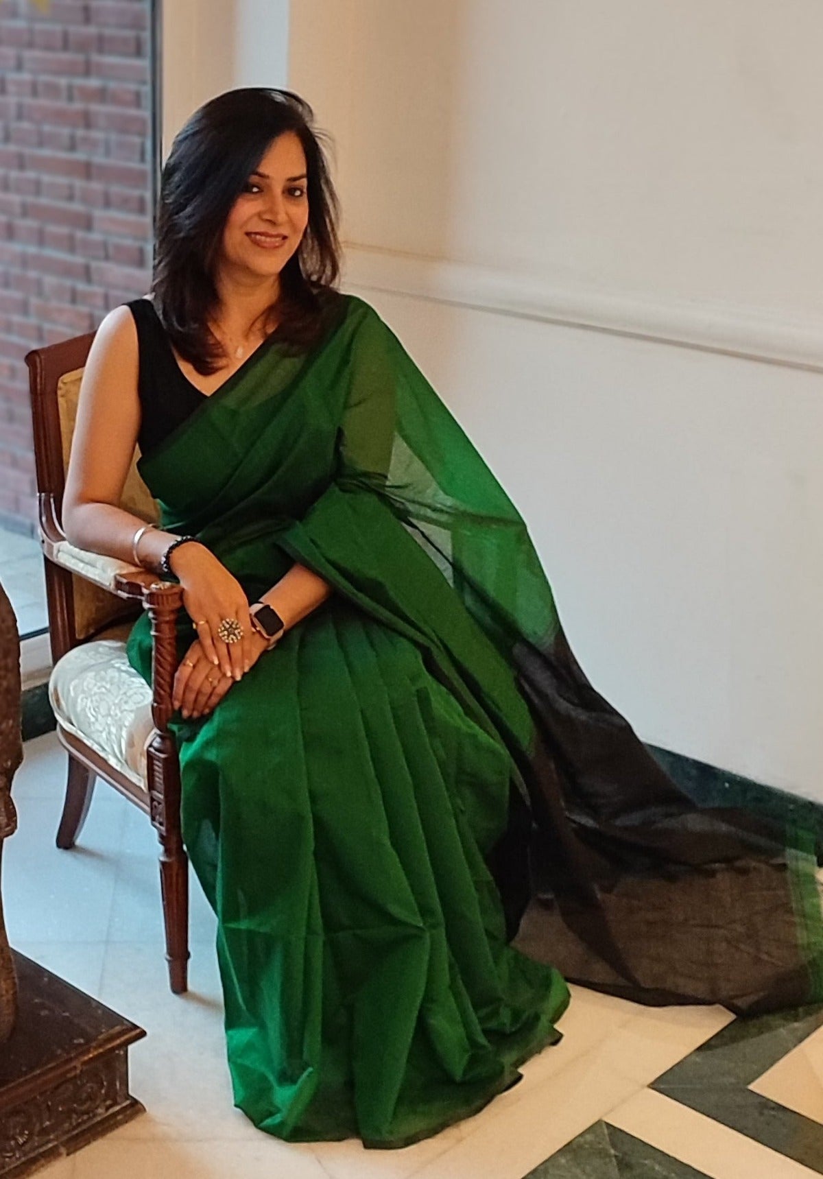 Silk Saree with blouse in Sea green colour 5412