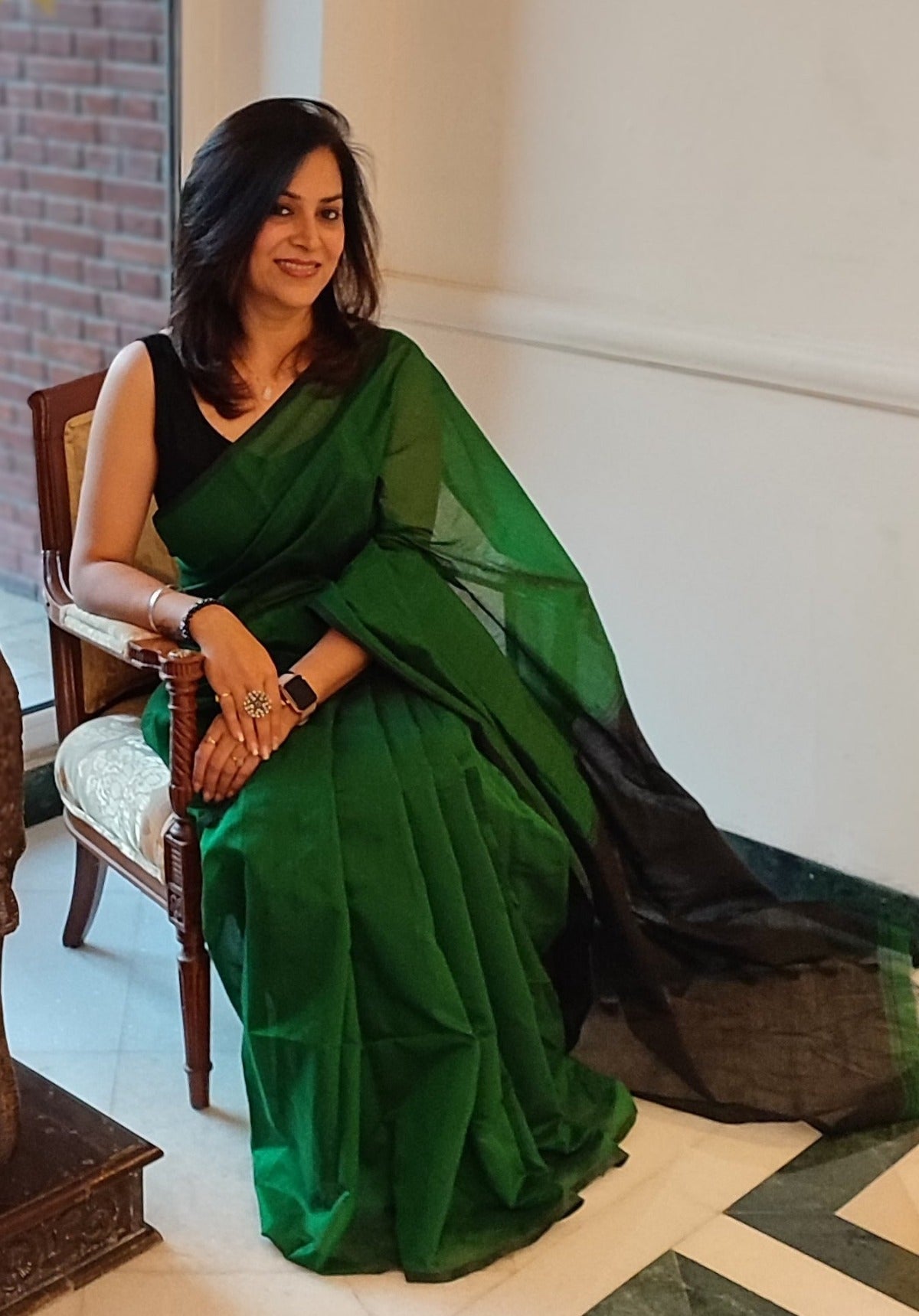 blackish green saree
